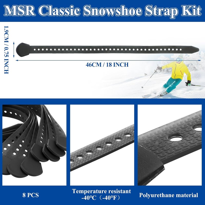 Vincreem 18" Classic Snowshoe Strap Kit Black Skiing Boot Wraps Ties Adjustable Snowshoes Replacement Straps for Skiing - Image 2